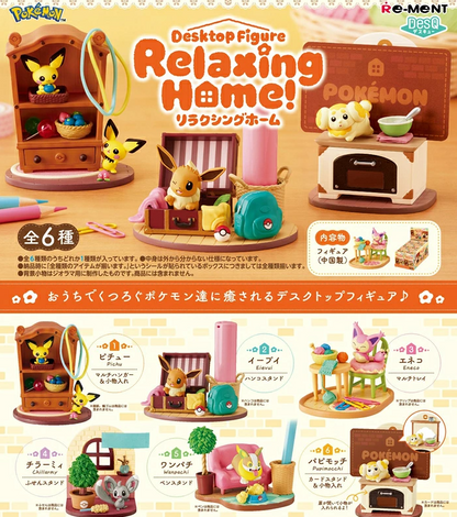 Pokémon Desktop Figure "Relaxing Home!" Re-Ment - Miniatura Surpresa Colecionável 1 Unidade